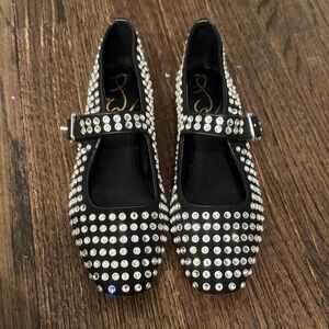 Sam Edelman Black Rhinestone Mary Jane Flats